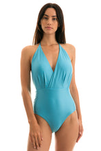 Load image into Gallery viewer, Model Front: Rio De Sol One-Piece Orvalho Transpassado