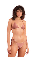 Load image into Gallery viewer, Model Front: Rio De Sol Bottom Bottom Shimmer-Copper Cheeky-Tie