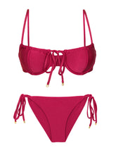Load image into Gallery viewer, Product Front: Rio De Sol Set Set Shimmer-Desejo Balconet-Tie Cheeky-Tie-Gold
