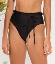 Load image into Gallery viewer, Image 09: Rio De Sol Bottom Bottom Shimmer-Black Belted-High-Waist
