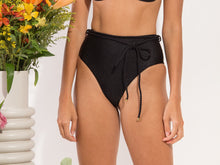 Load image into Gallery viewer, Image 11: Rio De Sol Bottom Bottom Shimmer-Black Belted-High-Waist
