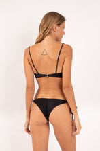 Load image into Gallery viewer, Model Back: Rio De Sol Set Set Shimmer-Black Balconet-Tie Cheeky-Tie-Gold

