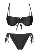 Load image into Gallery viewer, Product Front: Rio De Sol Set Set Shimmer-Black Balconet-Tie Cheeky-Tie-Gold
