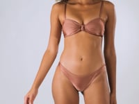 Load and play video in Gallery viewer, Video: Rio De Sol Top Top Shimmer-Copper Bandeau-Joy
