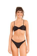Load image into Gallery viewer, Model Front: Rio De Sol Set Set Shimmer-Black Bandeau-Joy Essential
