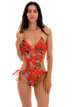 Load image into Gallery viewer, Model Front: Rio De Sol One-Piece Wildflowers Trikini
